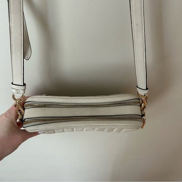 Coach Puffy Linear Quilting Jes Ivory Off White Chalk Leather Crossbody Bag - Picture 7 of 12